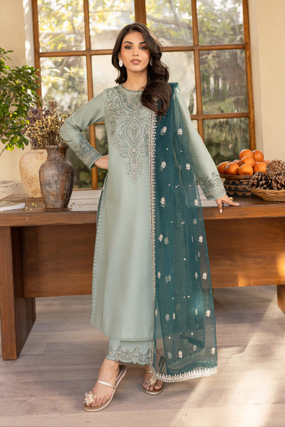 Sea Sand 3Pc Embroidered Set (Chiffon Dupatta)