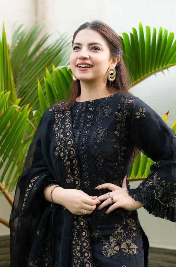 BLACK DANA EMBROIDED 3PC LD-0008