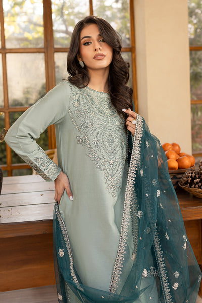 Sea Sand 3Pc Embroidered Set (Chiffon Dupatta)