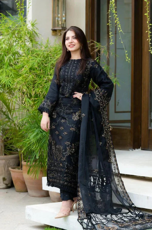 BLACK DANA EMBROIDED 3PC LD-0008