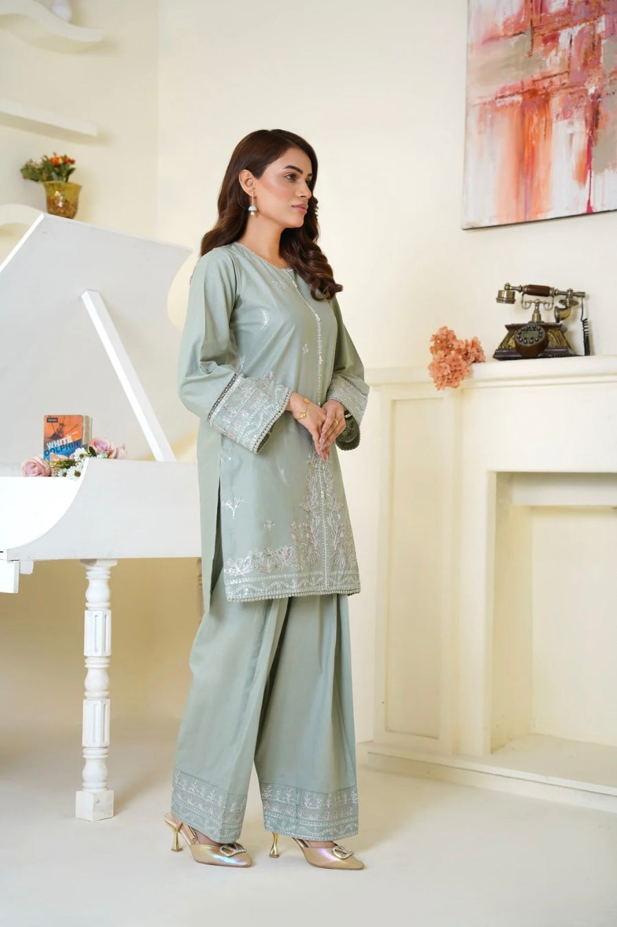 Pastel Green Farshi Shalwar 2Pc