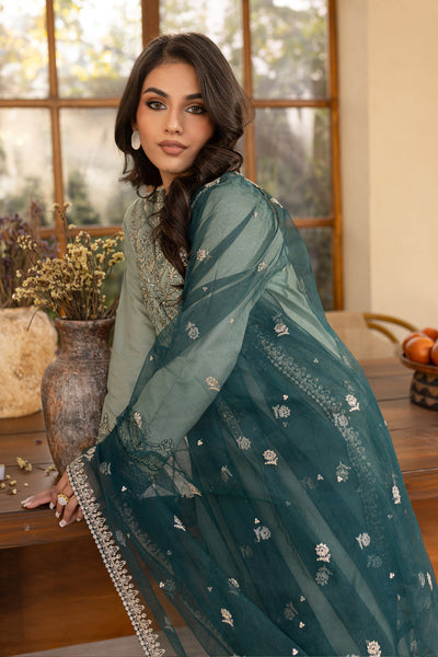 Sea Sand 3Pc Embroidered Set (Chiffon Dupatta)